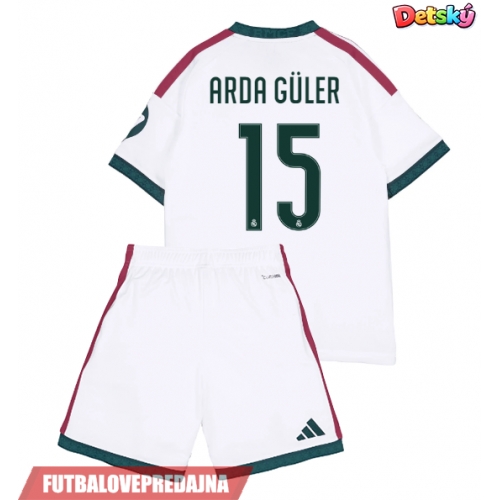 Lacne Dětský Futbalové dres Real Madrid Arda Guler #15 2026-27 Krátky Rukáv - Domáci (+ trenírky)